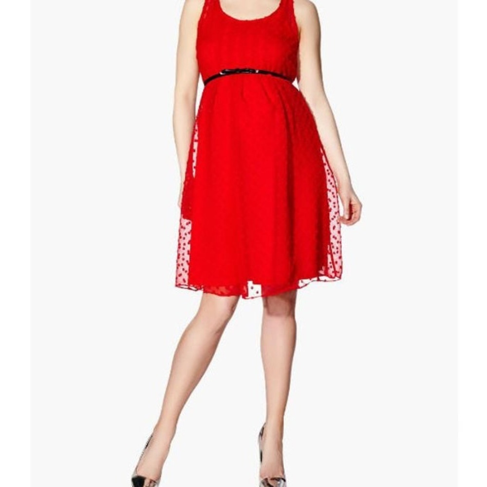 Stork & Babe Red Textured Sleeveless Maternity Dress Size Medium